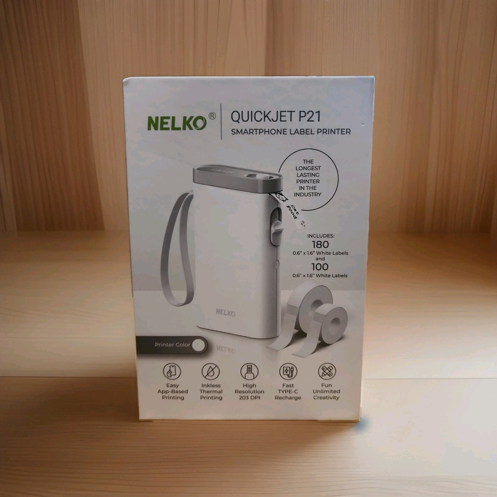 Nelko Label Maker Machine with Tape, P21 Bluetooth Printer, P21, White